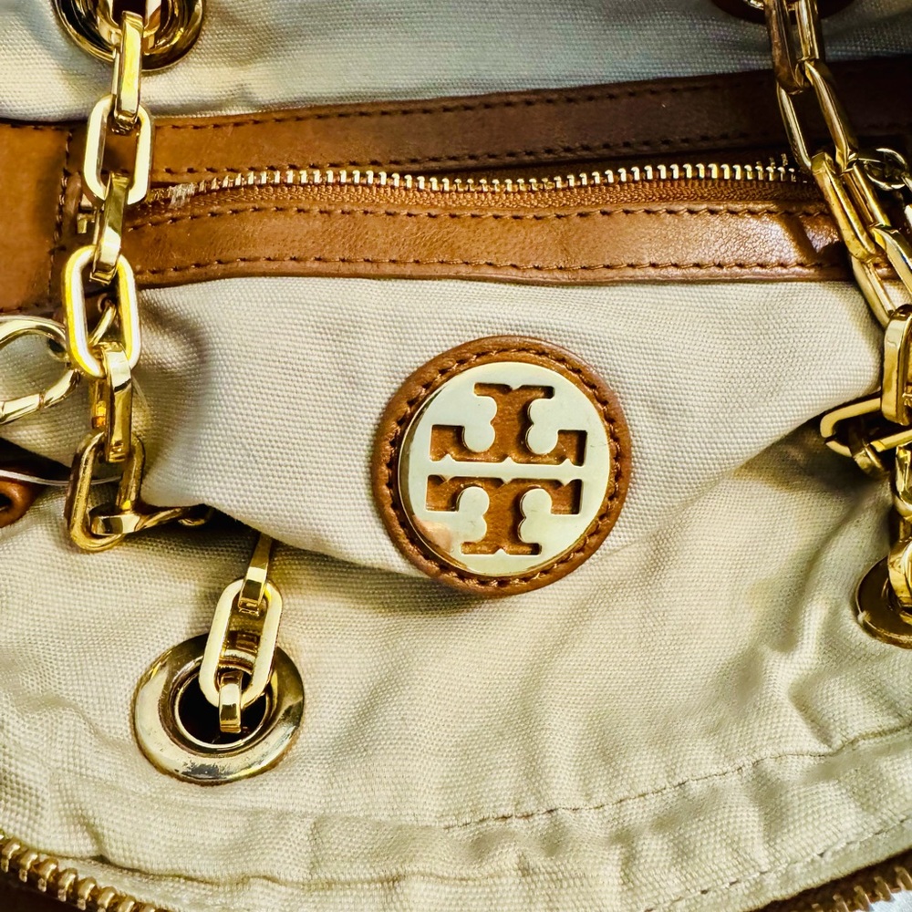 Tory Burch Brown Crossbody Bag with Gold Chain